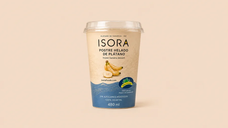 Tarrina de Postre helado de plátano ISORA